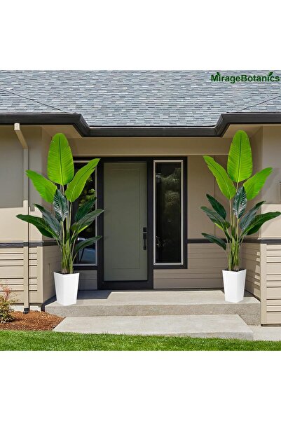 MirageBotanics 5.2ft Artificial Banana Plant Faux Bird of Paradise with UV Planter