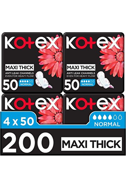 Kotex فوط ماكسي بروتيكت السميكة، فوط صحية عادية الحجم بأجنحة، 200 قطعة