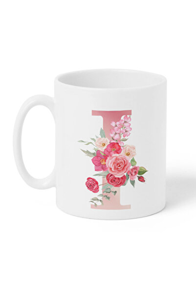 LOWHA كوب سيراميك سعة 11 أونصة بتصميم الحرف I على كلا الجانبين