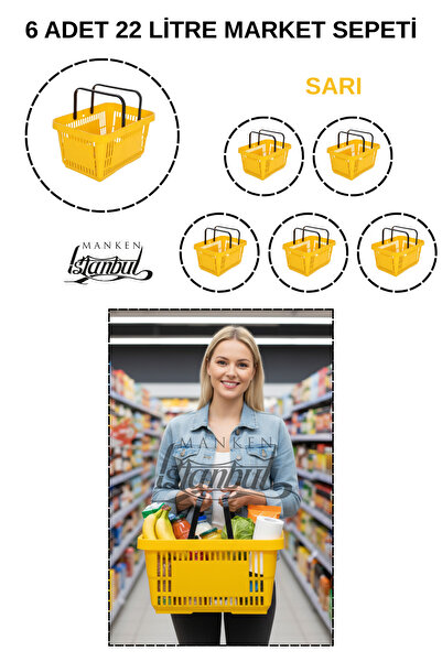 Manken İstanbul Καλάθι παντοπωλείου 22 λίτρων, 6 τεμάχια, καλάθι αγορών, καλά...