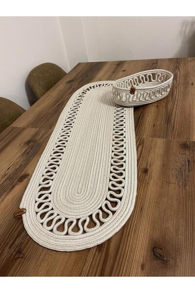 eftlyhome Runner Basket Set, Jute, Wicker, American Service, Cutlery Set, Plate Coaster, Presentation, Bread Basket