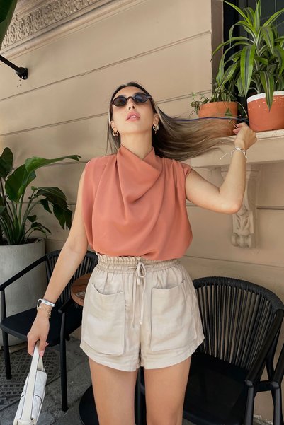MAGARDE Shoulder Padded Blouse - Tile
