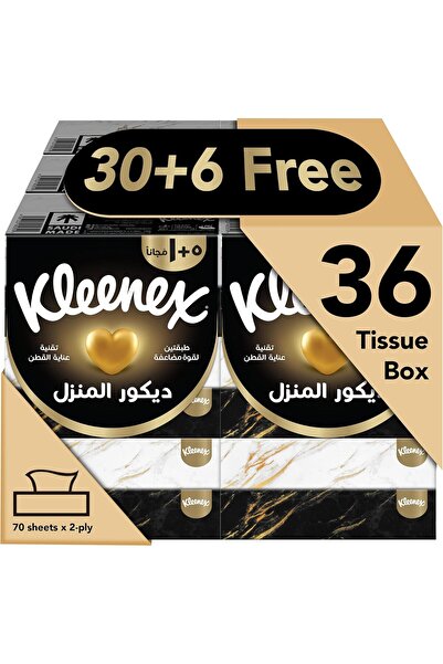 Kleenex Décor Facial Tissue Boxes (6 Pack, 5+1 Free, 70 Sheets per Box), 2-Ply
