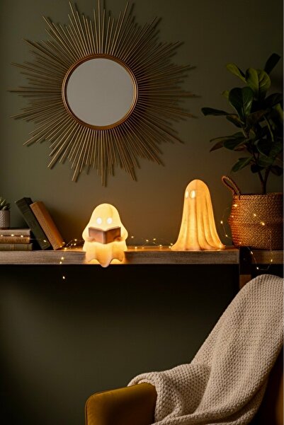 HD1001 2’li Hayalet Lamba Seti Dekoratif Sevimli Led Işık Kitap Okuyan Figür ...