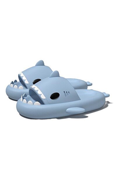 Flippy Shark-style Unisex EVA Foam Slippers, Thick Non-Slip Sole, Size 38-39, Light Blue