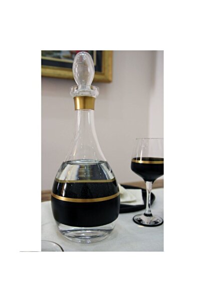 P H Panayır Home Kapaklı Siyah Su Şişesi Lüks Sürahi Karaf