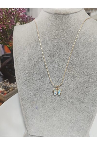elbi bijuteri Açık mavi kelebek zarif kolye