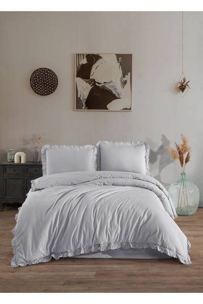 Fiesta Tekstil طقم غطاء لحاف رانفورس طبيعي مزخرف يدوي الصنع