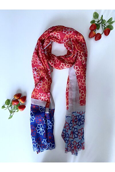 GOX شال قطني بنمط زهرة النجمة بلونين