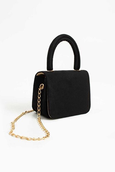 Nurembags حقيبة يد وكتف نسائية صغيرة ذات ملمس مخملي أسود