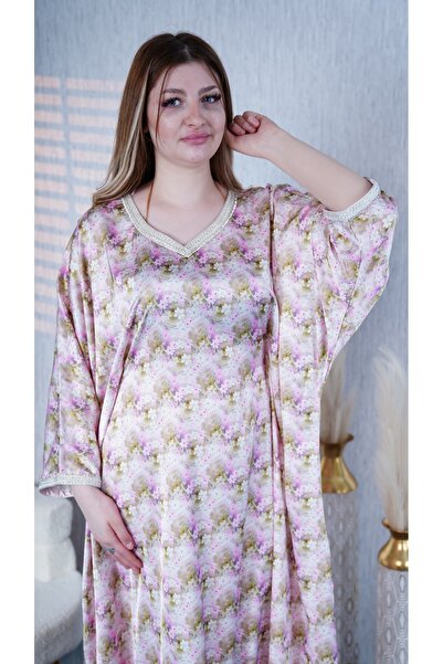 Lyaly aljlabyh جلابية ميدي قصيرة وعصرية "حديقة الأزهار"، بتصميم مطبوع ونقوش م...