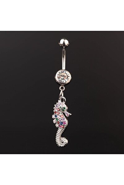 Rupen Kraft 316 L Cerrahi Çelik Göbek Piercingi Deniz Atı Detaylı Piercing De...