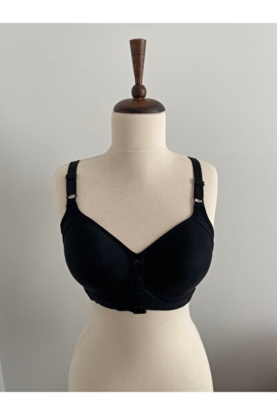 BLUE AVCI LINGERIE Kadın Siyah C Kup Önden Çıtçıtlı Dolgusuz Balensiz Desteks...