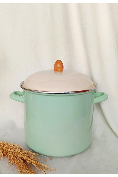 EBRULİEMAYE Mint Enamel Stockpot Deep Pot Bakraç 7 Liters 24 cm Diameter Jam Paste Canning Pot
