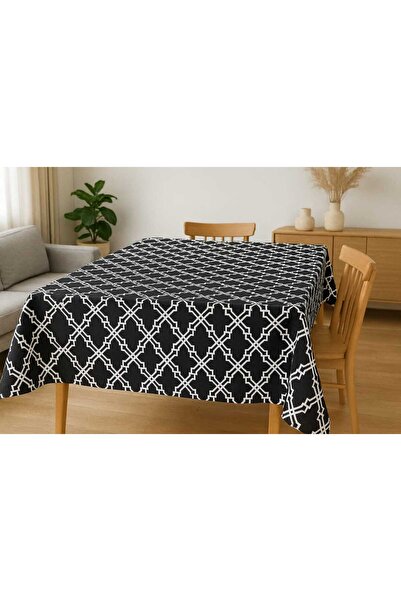 ÖZDAĞ HOME CONCEPT مفرش طاولة من الكتان باللون الأسود بنمط كلاسيكي - مقاوم للبقع، متين، تصميم أنيق