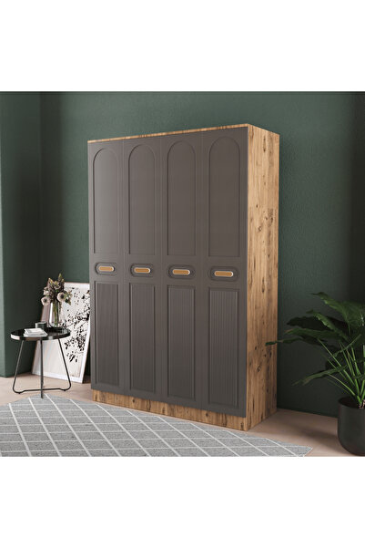 Teen & Bright PERA 4 KAPAKLI EKO BAZALI GARDIROP - MDF KAPAK