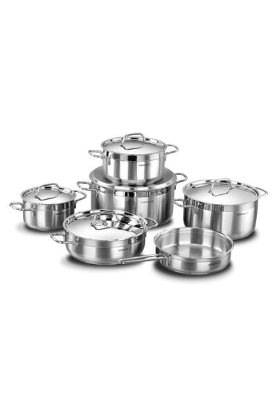 KORKMAZ Alfa Cookware Set, 11 pcs, XL, Silver, A1641