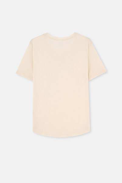 Dagi Ecru Women's V-Neck T-Shirt