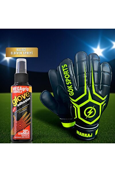 Gök Sports MARKAJ Kemikli Kaleci Eldiveni Bilek Bandajlı Kaleci Eldiveni Kaleci Sprey Seti Avuç içi 7-8-9-10 cm