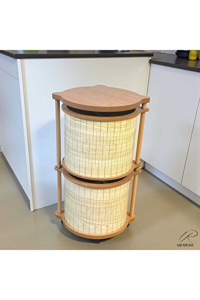 Ar Armese 2 Katlı Ahşap Sebzelik Dayanıklı MDF, Patates Soğanlık Akça