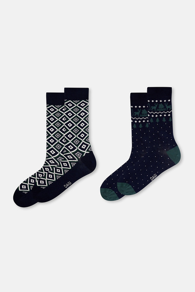 Dagi Две чифта мъжки коледни чорапи с мотив „Дом“