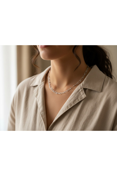 İ SİLVER 925 ayar rodyumlu ataç model gümüş kolye