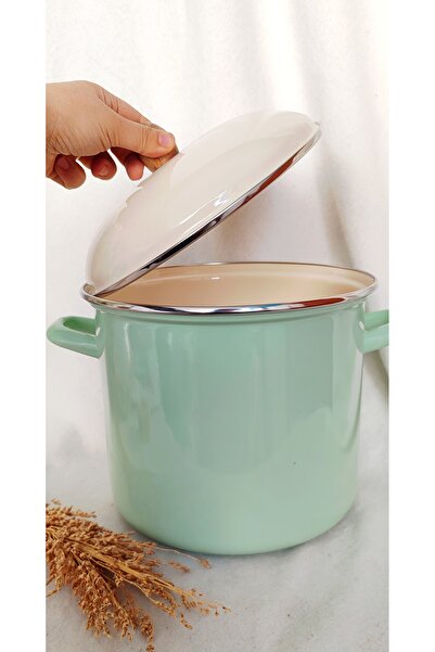 EBRULİEMAYE Mint Enamel Stockpot Deep Pot Bakraç 7 Liters 24 cm Diameter Jam Paste Canning Pot