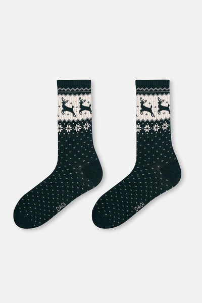 Dagi Men's 2-Piece Deer-Patterned Christmas Socks
