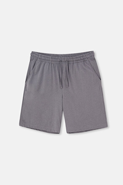 Dagi Anthracite-Black Cotton Modal Double Knitted Shorts