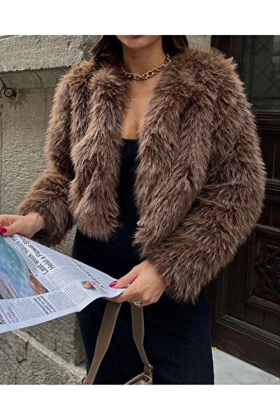 Queensland Non-Shedding Fashion Women's Fur Crop Coat – Short and Stylish Standing Jacket