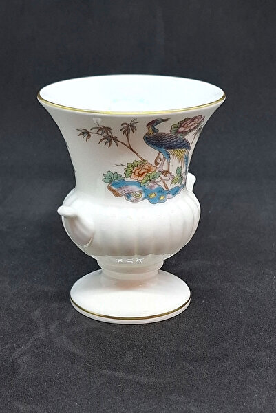 Wedgewood Bone China Kutani Crane Urn Type Antique Porcelain Vase, Flawless 8.5 cm