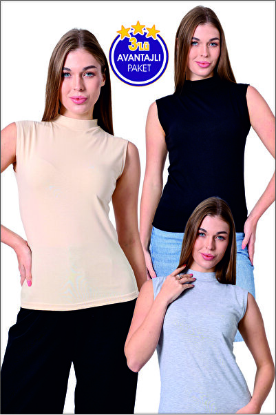 EcoFit Women's Fishneck Zero Sleeve Lycra Body 3-Piece Economic Package