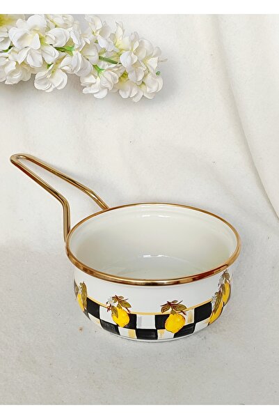 EBRULİEMAYE Limon Gold Lux Enamel Pan Sauce Bowl Casserole 1 Liter 16 cm Diameter