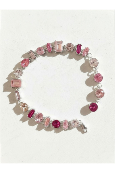 ATALYA ACCESSORY سوار نسائي من الفولاذ المقاوم للصدأ موديل جيما مرصع بالأحجار...