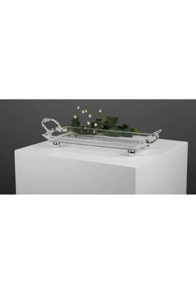 ÇNR Home Collection طبق تقديم كريستالي بمقبض معدني