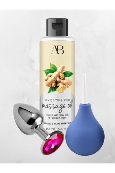 AŞKIN DEPOSU AŞKINDEPOSU Ginseng Masaj Yağı 150 ml Temizleme Pompası Taşlı Çelik Plug Paketi Seti