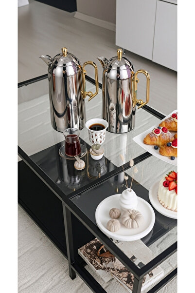 Generic 1-liter tea and coffee thermos set with a royal design