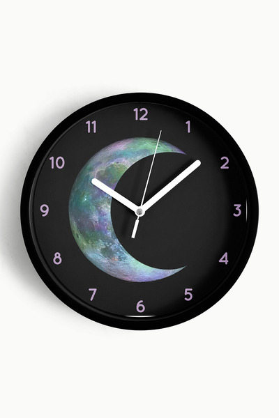 JHAAR Ceas de perete modern cu design abstract, colorat, cu lună - 42 cm - Ca...