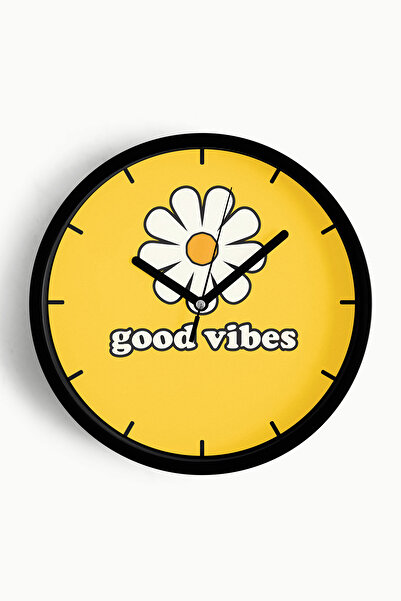 JHAAR Design modern cu margarete scrise - Ceas de perete „Good Vibes” - 42 cm...