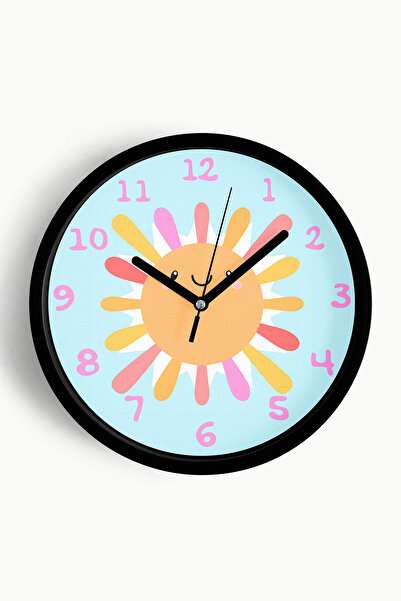 JHAAR Ceas de perete drăguț, colorat, cu tematică solară pentru camera copiil...