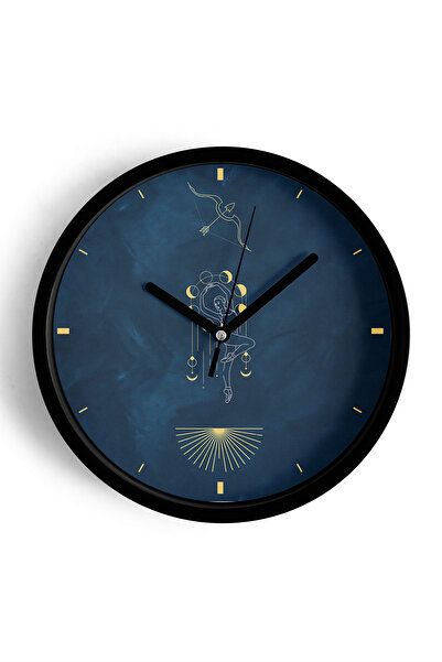 JHAAR Ceas de perete modern Zodiac Săgetătorul - 30cm - Carcasă neagră cu sti...