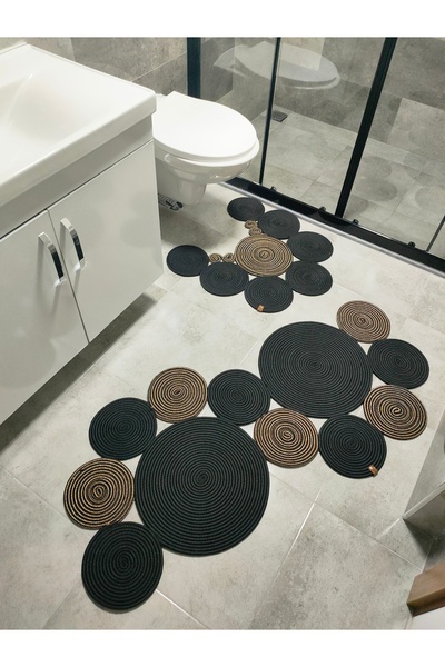 ADES HOME DESİGN Jüt Banyo Paspas, Klozet Önü Paspası, Hediyelik, Çeyizlik, B...