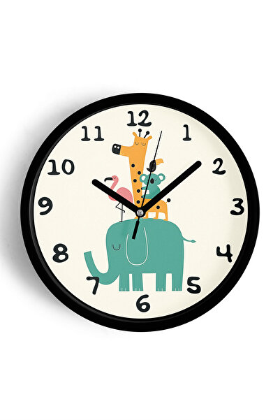 JHAAR Ceas de perete pentru camera copiilor cu design modern Animale drăguțe ...