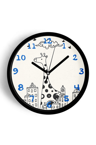 JHAAR Ceas de perete pentru camera copiilor cu ilustrație drăguță cu girafă -...