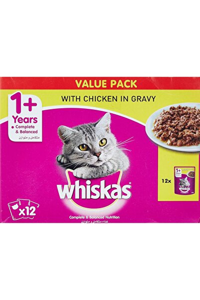 Whiskas Wet Cat Food Pouches - Chicken in Gravy, 24 x 80g