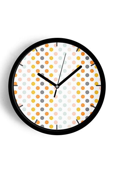 JHAAR Ceas de perete modern cu puncte colorate - 25 cm - Carcasă neagră cu st...
