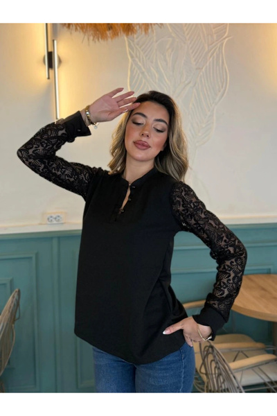 GENCULUS    Women's Long Sleeve Sleeves Lace up Prevailing Neckline Crepe Blouse