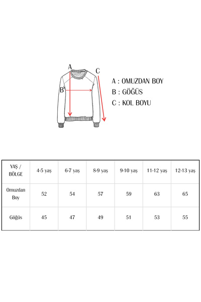 fasardi Oversize Fit Long Sleeve 3 Thread Basic Unisex Children's Sweatshirt Without Embroidery