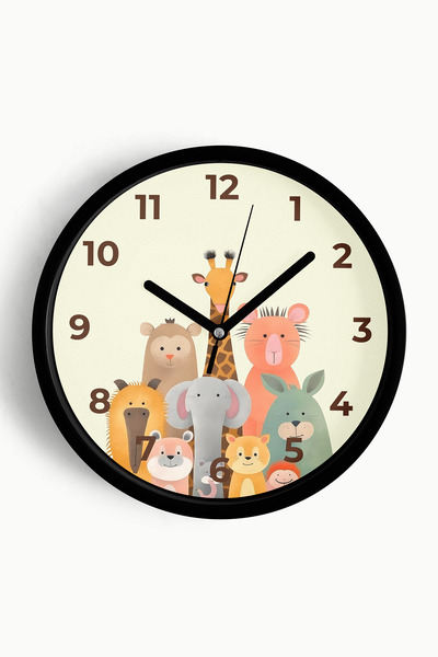 JHAAR Ceas de perete pentru camera copiilor cu design modern Animale drăguțe ...