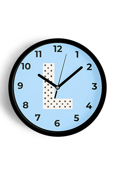 JHAAR ساعة حائط للرجال بحرف L - 30 سم - هيكل أسود مع واجهة زجاجية - آلية صامتة